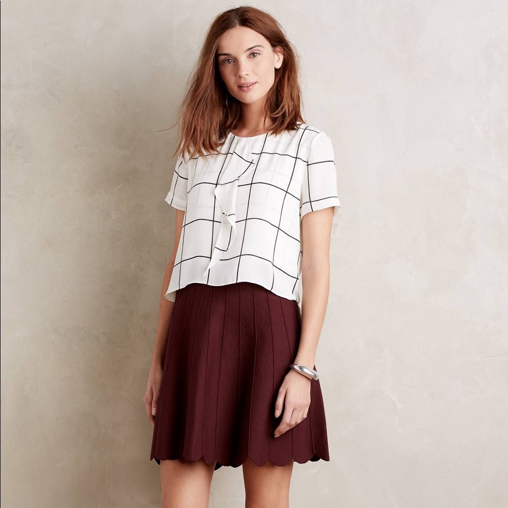 Anthropologie Albi Scalloped Mini Skirt